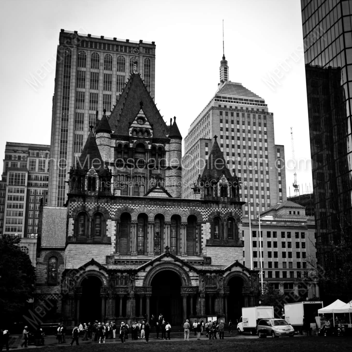 Trinity Church Copley Square black and white: Square crop